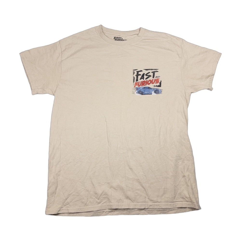 Fast & Furious Graphic T-Shirt Mens Medium Beige Good Street Racing Movie Tee